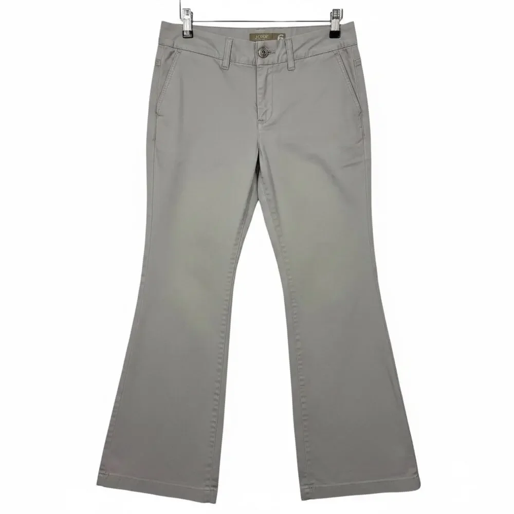 J Crew Stretch Flare Pants Light Gray 100% Cotton 31x30 Women's Size 8 Work